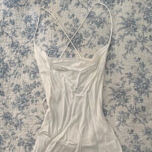 Olivaceous White Squareneck Mini Dress